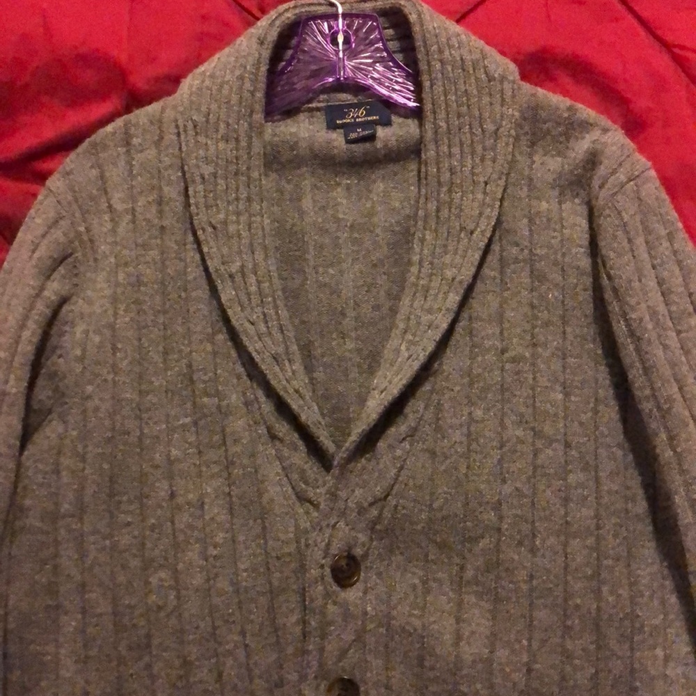 Brooks brothers cable knit shawl cardigan gray